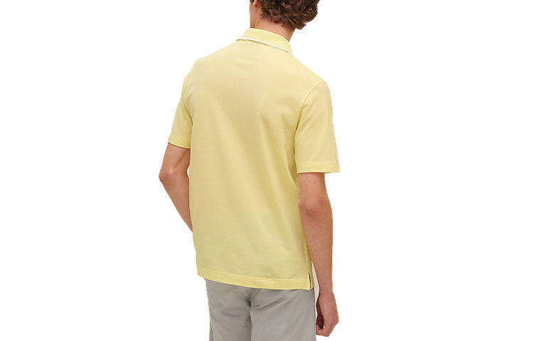 Men's HERMES SS21 Cotton Pocket Short Sleeve Lemon Yellow Polo Shirt H157930HA2Q