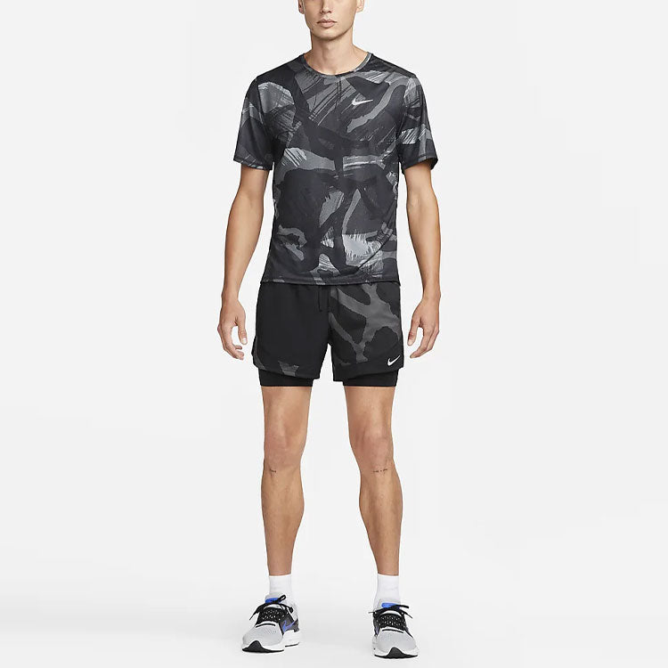 Men's Nike Printing Pattern Drawstring Lacing Loose Shorts Black DQ4762-010