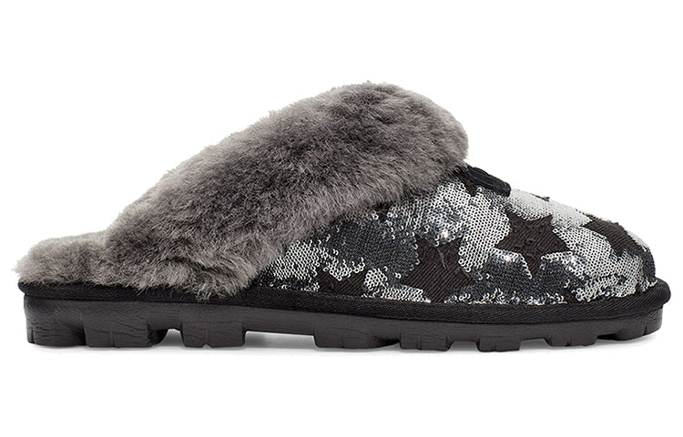(WMNS) UGG Coquette Sequin Stars Minimalistic Cozy Sandals Black 1107956-BLK