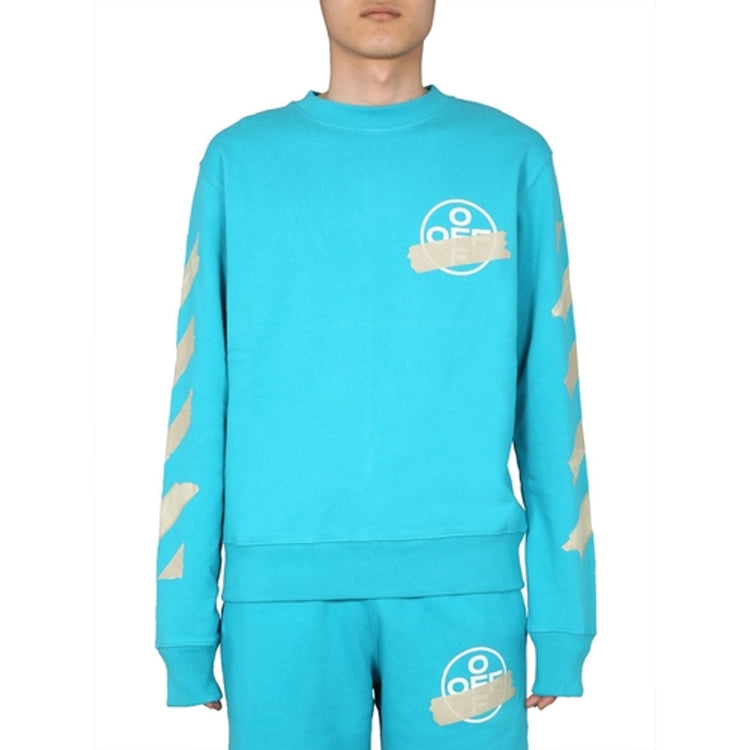 Off-White Tap Arrows Printing Sweater Men Blue OMBA025R20E300023948