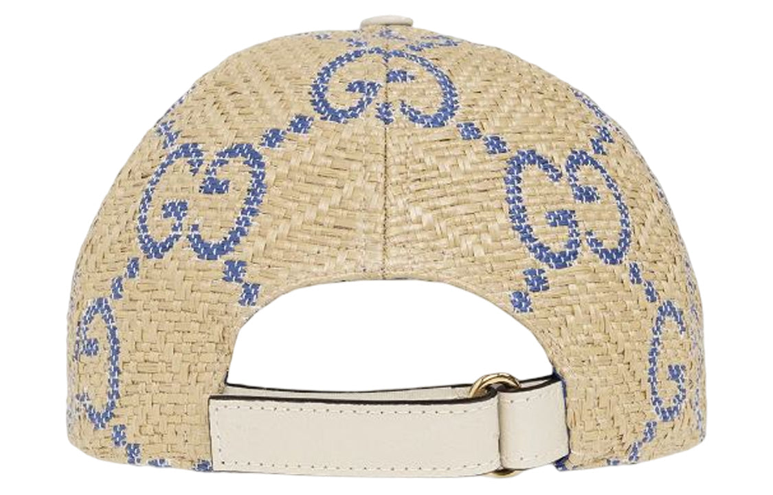 (WMNS) Gucci GG Raffia Effect Baseball Hat 'Beige Blue' 701713-3HAJF-9577