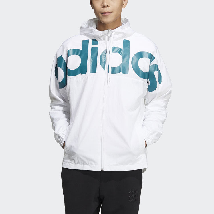 adidas neo Contrasting Colors Alphabet Large Logo Sports Hooded Jacket White HD4701