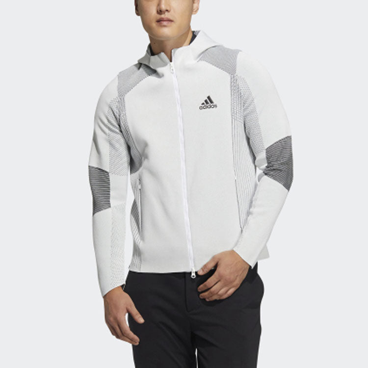 Men's adidas Logo Printing Solid Color Zipper Jacket White HB3592
