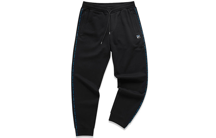 FILA FUSION logo Casual Sports Running Bundle Feet Knit Long Pants Black T11M043604F-BK