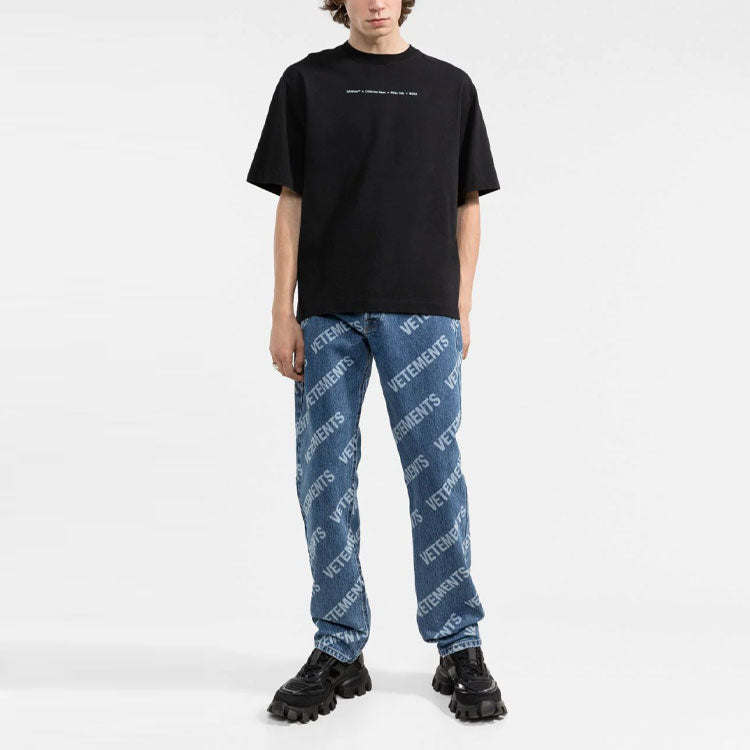 Off-White FW21 Round Neck Alphabet Printing Short Sleeve Loose Fit Black OMAA120F21JER0121084
