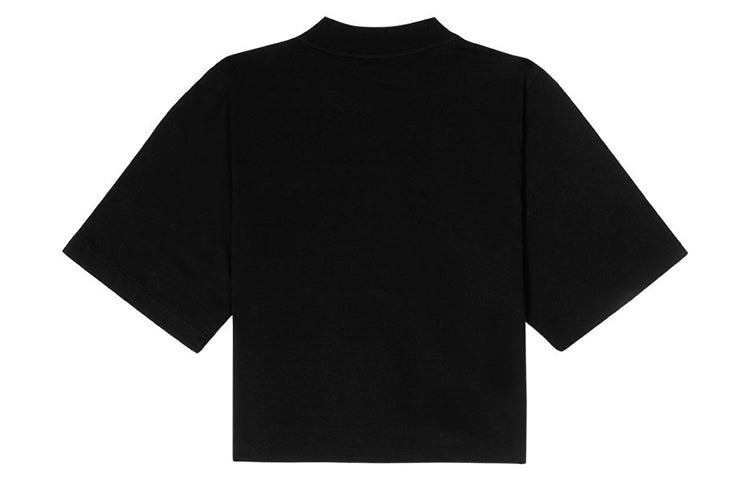 PALM ANGELS Minimalistic Brown logo Embroidered Short Sleeve Black PWAA020S20JER0031001