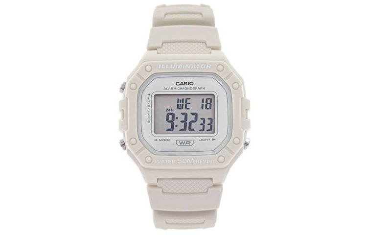 CASIO Fashion Stylish Sports 50m Waterproof White Watch Creamy Digital W-218HC-8AV
