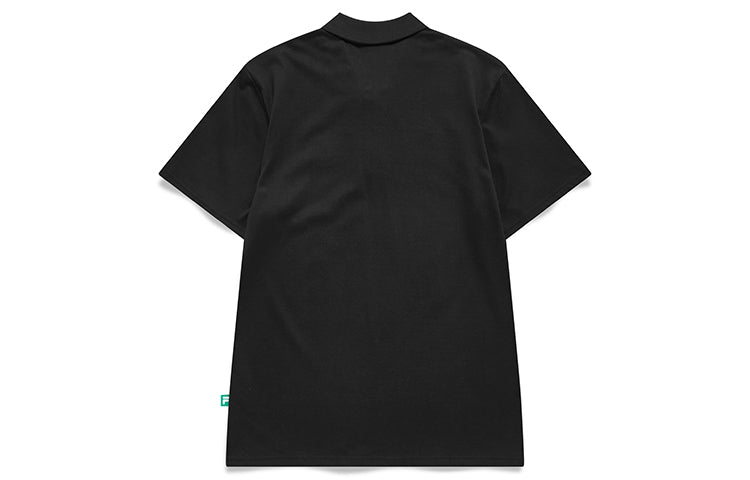 Men's FILA FUSION Baseball Sports Printing Short Sleeve Dark Black Polo Shirt T11M132102F-BK