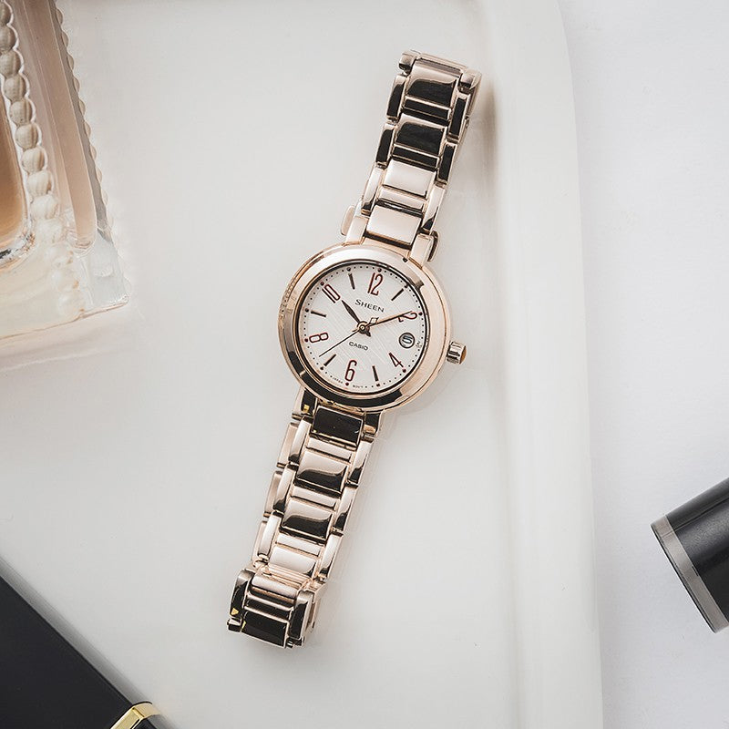 CASIO Waterproof SHEEN Quartz Sapphire Crystal Rose Gold Analog SHE-4531CG-7AUPR
