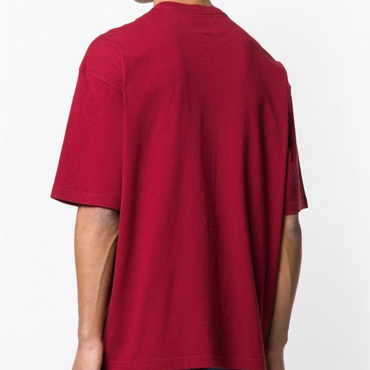 Men's Balenciaga Logo Round Neck Short Sleeve Red 556148TDV516064