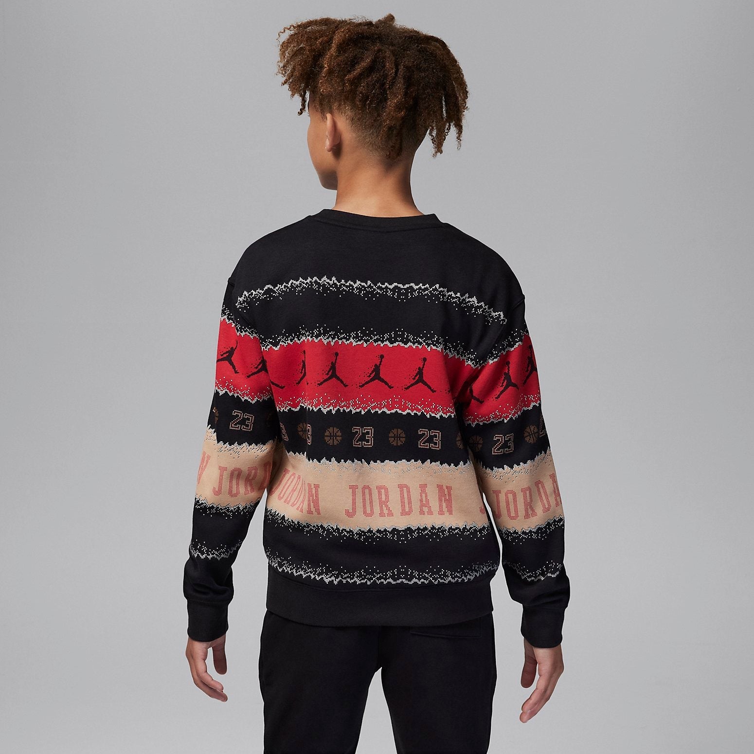 (PS) Air Jordan MJ Holiday Fleece Crew Top 'Black Multicolor' FV5658-010