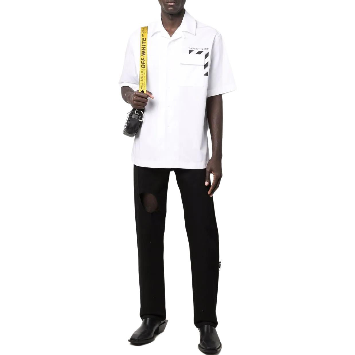 Off-White Printing Solid Color Short Sleeve Shirt White OMGA226C99FAB0020110