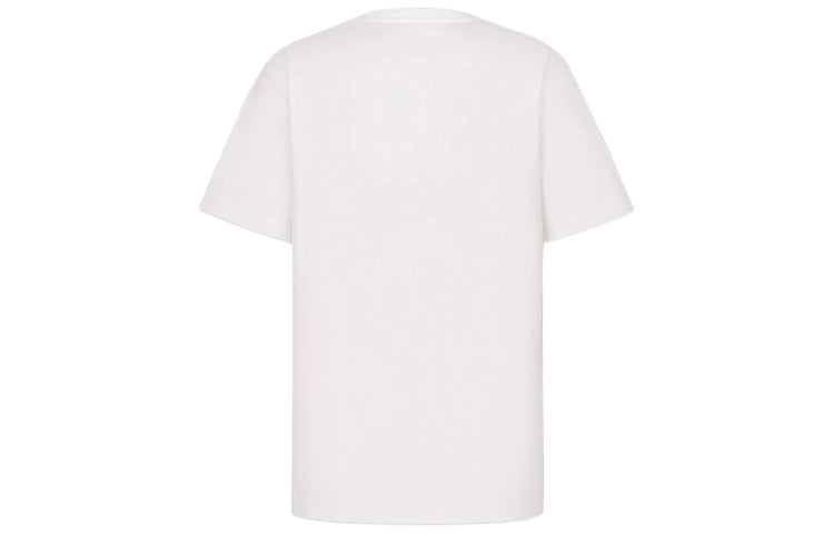 Men's DIOR SS21 Embroidered Logo Pattern Cotton Round Neck Short Sleeve White 943J605A0554-C082