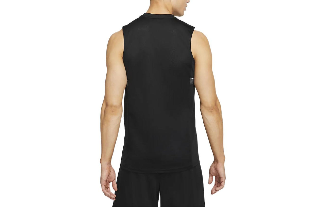 Men's Nike Solid Color Round Neck Logo Embroidered Camisole Black Vest DB4358-014