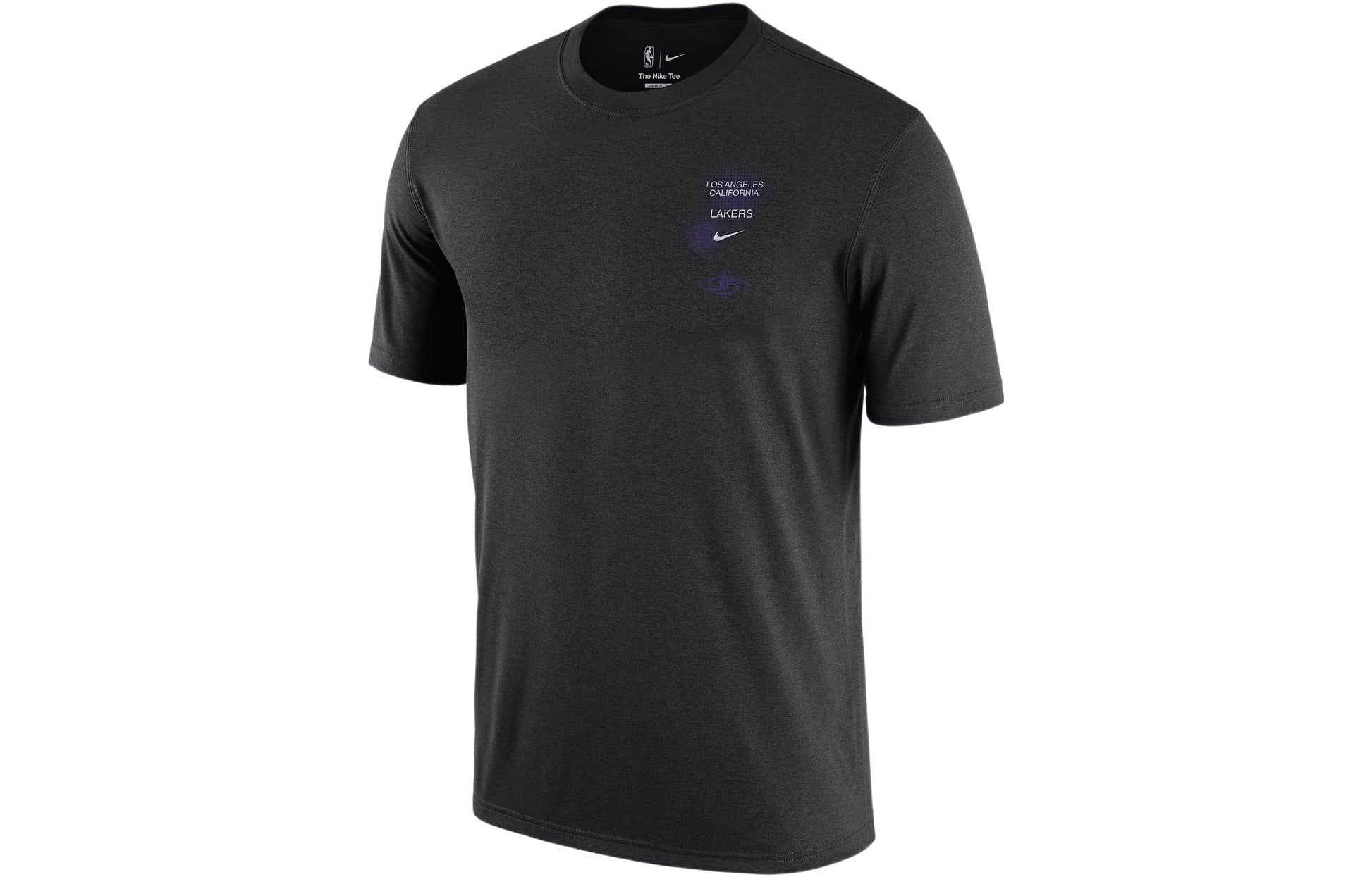 Nike x NBA Crossover Los Angeles Lakers Courtside Pattern Printing Round Neck Short Sleeve Black DH6737-010