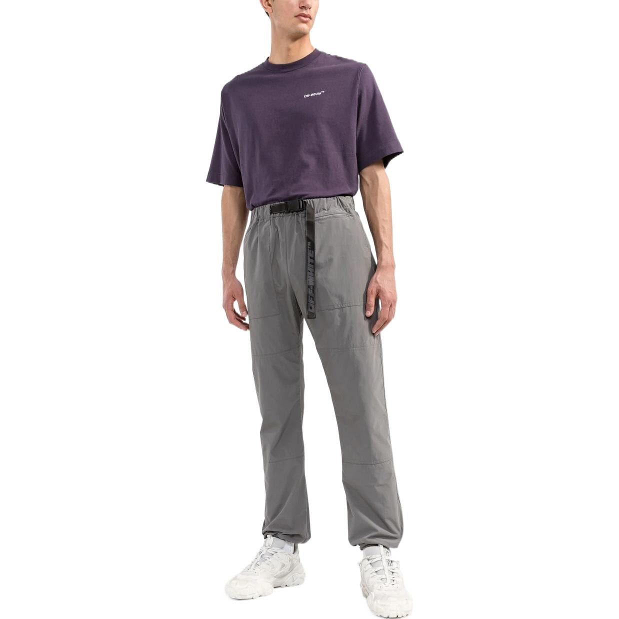 Men's Off-White FW22 Solid Color Belt Casual Long Pants/Trousers Gray OMCA230F22FAB0010707