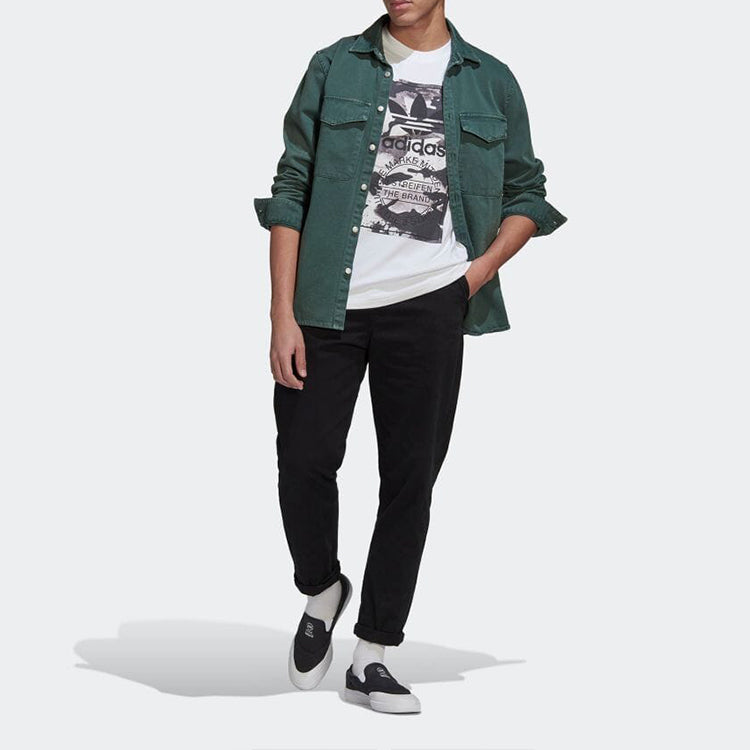 Men's adidas Alphabet Logo Camouflage Printing Round Neck Short Sleeve Japanese Version White T-Shirt HN6724