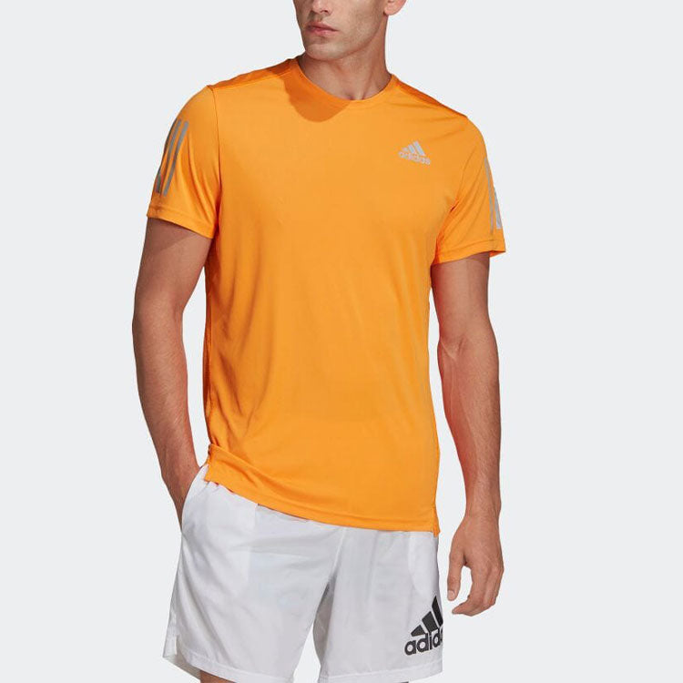 adidas Tennis Training Sports Stripe Solid Color Logo Breathable Quick Dry Casual Short Sleeve Orange HB7448