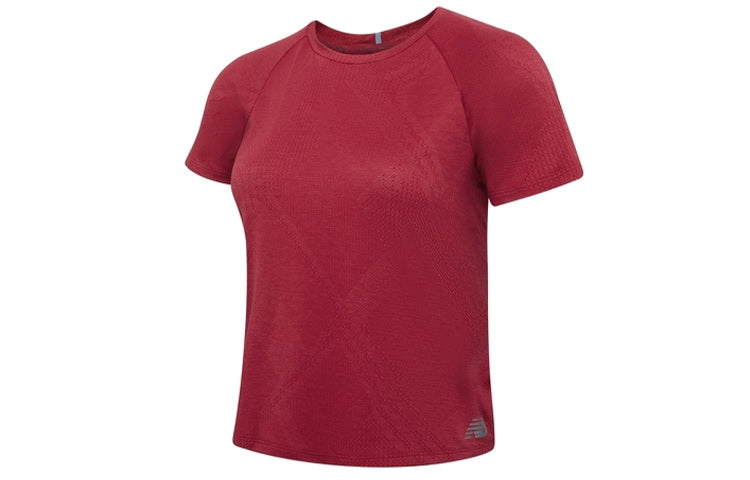 (WMNS) New Balance Sports Running Round Neck Short Sleeve Red AWT03261-NCR