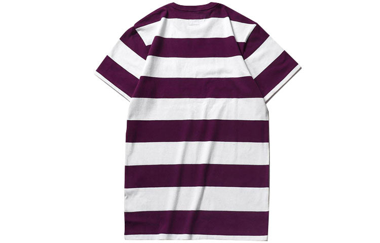 Men's Vans Colorblock Stripe Casual Short Sleeve Purple White Stripe 'Dark Purple White' VN0A3WBFYPJ