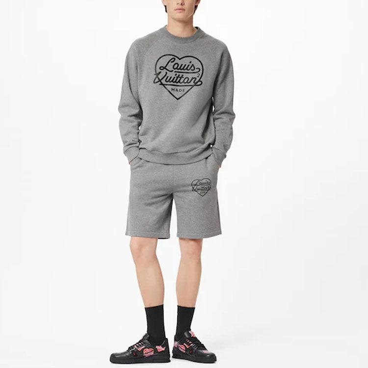 Men's LOUIS VUITTON FW21 Heart Shape Pattern Pullover Gray 1A9GLX