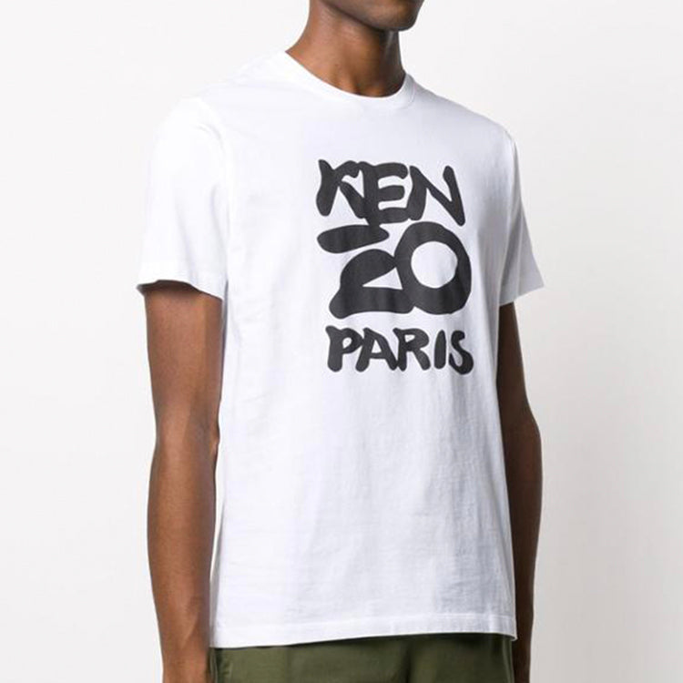 Men's KENZO Cotton Classic Printing Round Neck Short Sleeve White FA55TS0184SA-01
