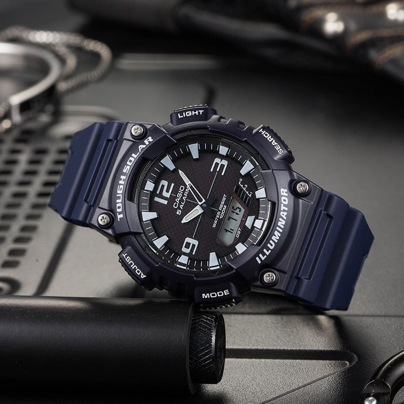 CASIO Waterproof Solar Powered Quartz Sports Mens Blue Analog AQ-S810W-2A2