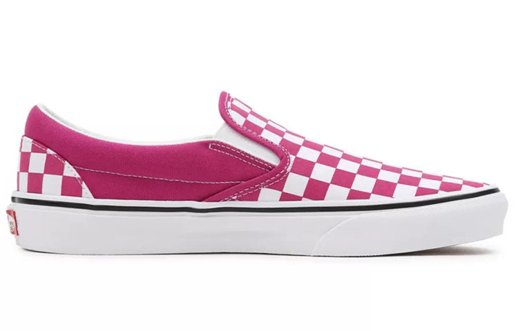 Vans Unisex Checkerboard Classic Slip-on Shoes Fuchsia/White VN000XG8AZY