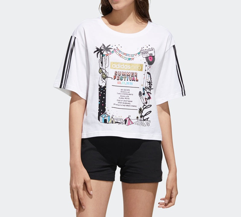 (WMNS) adidas neo W Faves Tshirt Printing Sports Short Sleeve White FP7293
