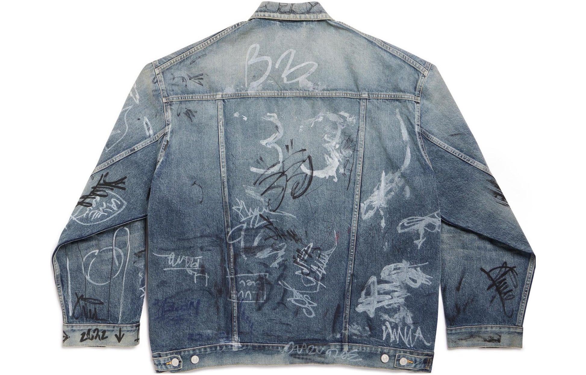 Balenciaga Graffiti Oversized Jacket 'Light Blue' 745048TNW014012