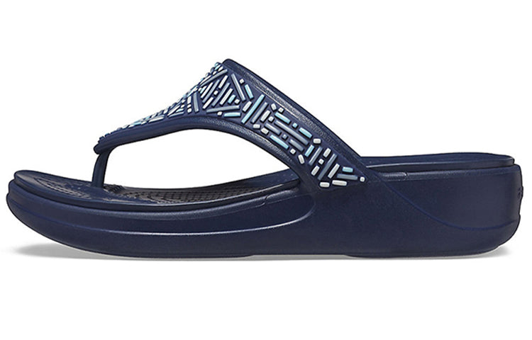 (WMNS) Crocs Monterey Beaded Flip-Flops Deep Blue 206851-410