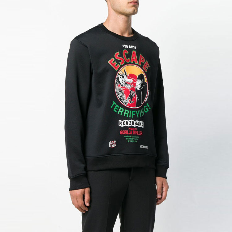 KENZO Unisex Printing Round-neck Sweatshirt Black F865SW1944MA-99