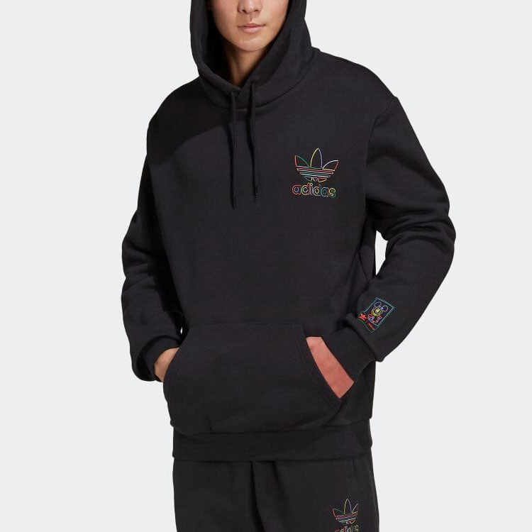 Men's adidas originals x Disney Crossover Logo Cartoon Pattern Pullover Japanese Version Black HF4931