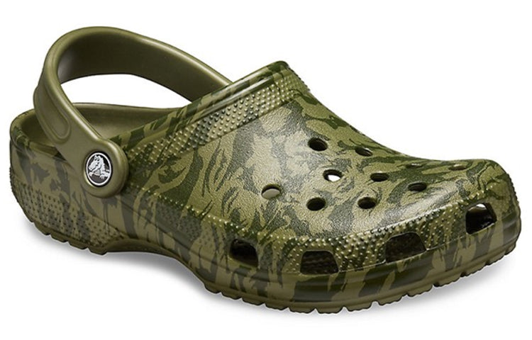 Crocs Classic Clog Camouflage Printing Beach Army Green Sandals 206454-309