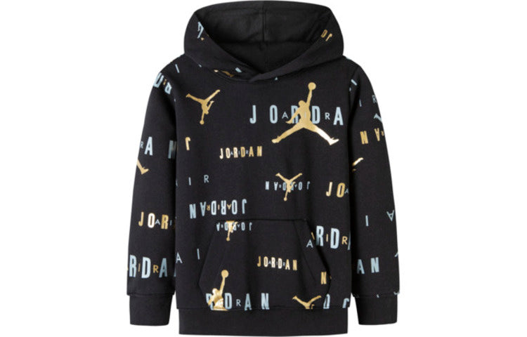 (GS) Air Jordan Jumpman Print Pullover Hoodie 'Black White' JD2142062GS-001