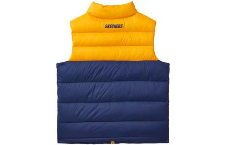 (GS) Skechers Letter Printed Down Vest 'Navy Yellow' L321K127-00H4