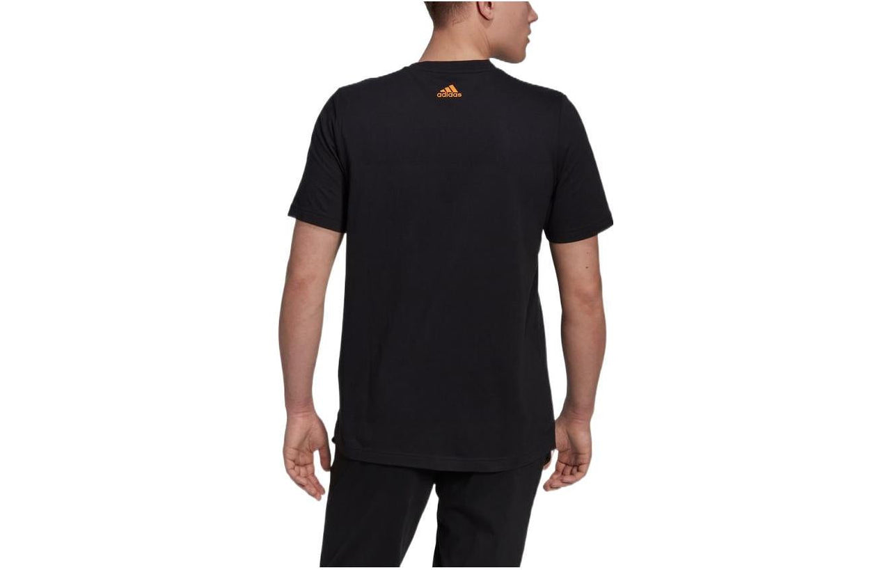 adidas Casual Sports Round Neck Logo Solid Color Short Sleeve Black HG3628