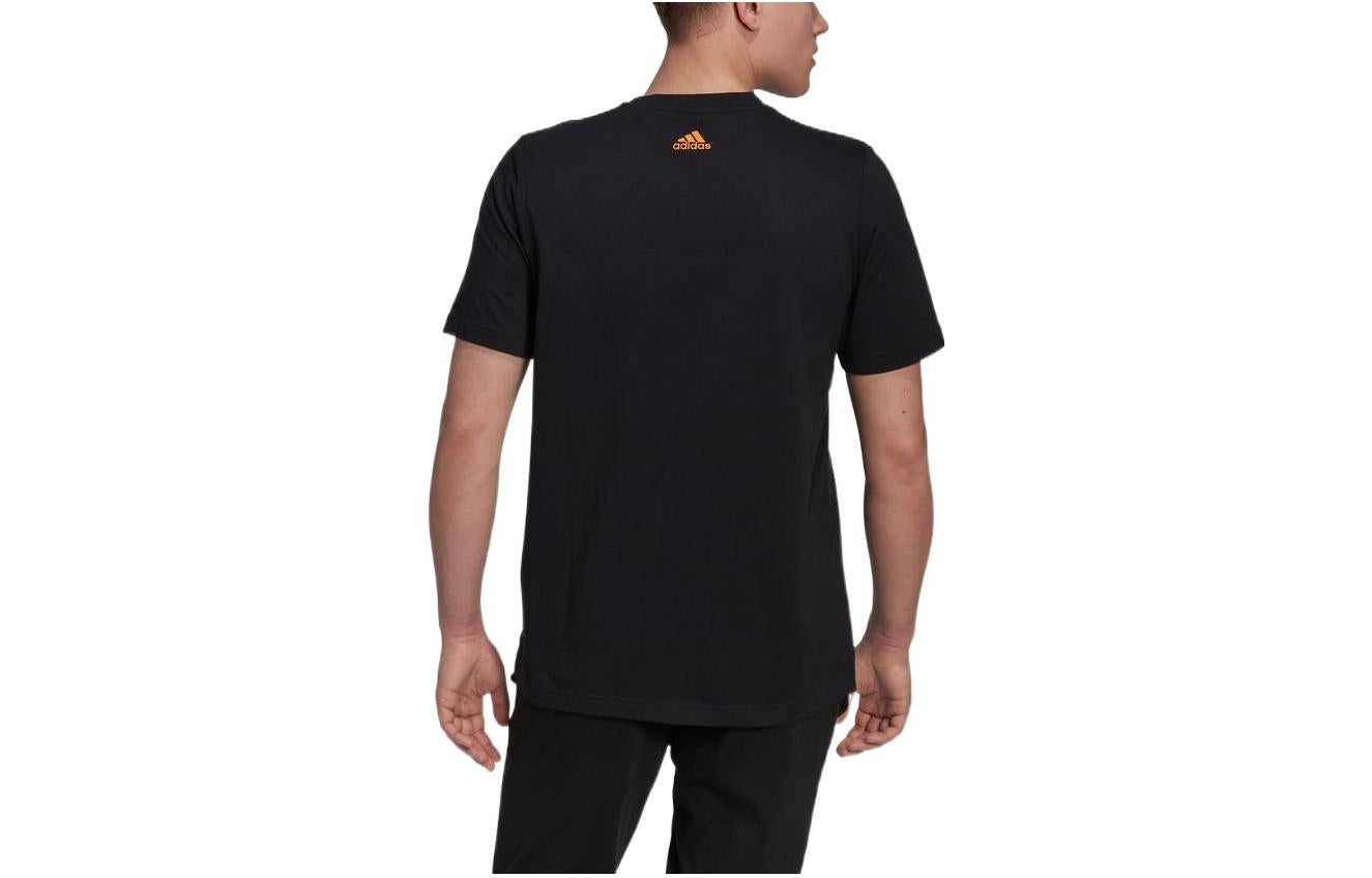 adidas Casual Sports Round Neck Logo Solid Color Short Sleeve Black HG3628