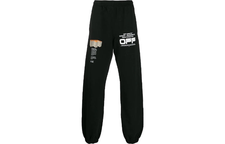 Off-White SS20 Wavy Logo Track Pants For Men Black OMCH020R20E300041001
