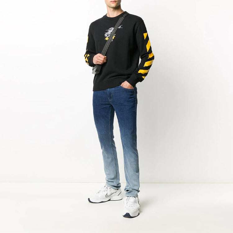 Off-White Embroidered Stripe Logo Pullover Black OMBA025F20FLE0101018