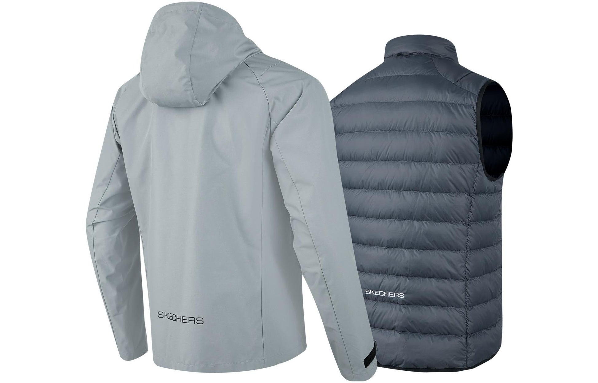 Skechers Hooded Woven 3-In-1 Down Jacket 'Grey Black' P423M114-02N6