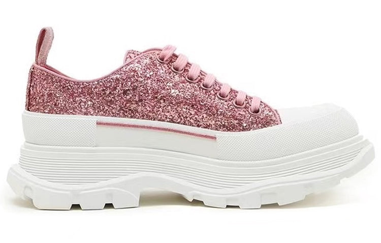(WMNS) Alexander McQueen Tread Slick Glitter Low Sneaker 'Pink' 666805W4JF45489