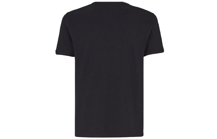 Men's FENDI Splicing Alphabet Logo Loose Round Neck Short Sleeve Black T-Shirt FY0894AAOGF0QA1
