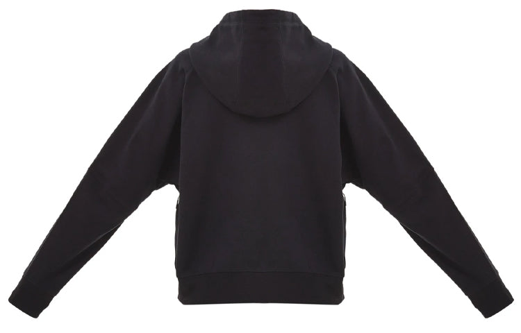 (WMNS) Y-3 Logo Printing Solid Color hooded Drawstring Zipper Hoodie Black FN3471