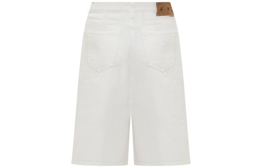 Men's Off-White SS22 Solid Color High Waist Casual Denim Shorts White OMYC010S22DEN0010110