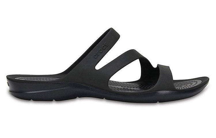 (WMNS) Crocs Swiftwater Slippers 'Black' 203998-060