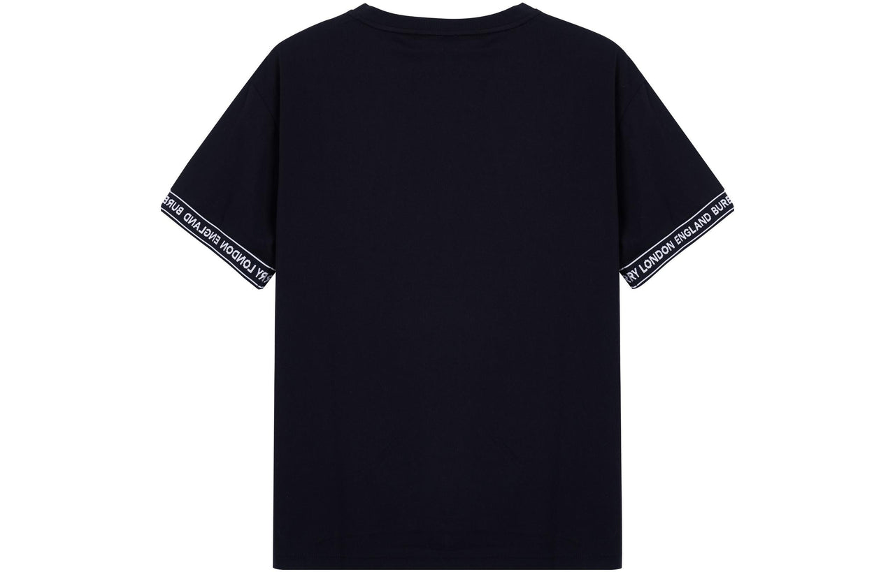Men's Burberry Cuff Logo Label Printing Short Sleeve Black 80262241