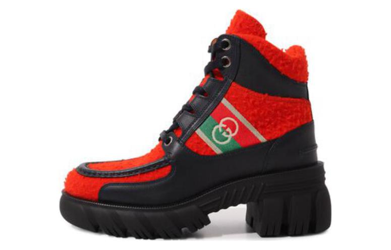 (WMNS) Gucci x North Face Romance Ankle High Boots 'Red Black' 681771-2JW20-6571