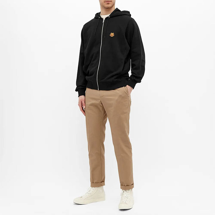 Men's KENZO Tiger Head Embroidered Zipper Cardigan Black FA65BL7214MD-99