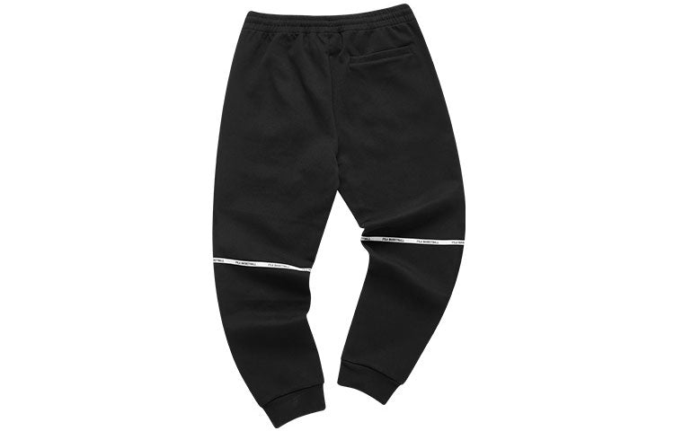 FILA FUSION Athleisure Casual Sports Printing Bundle Feet Knit Long Pants Black T11M115604F-BK